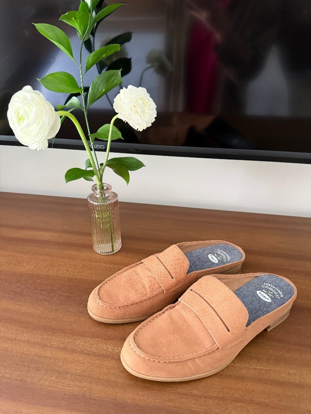 Dr. Scholls Tan Suede Loafer Mule Slip On Shoes 9